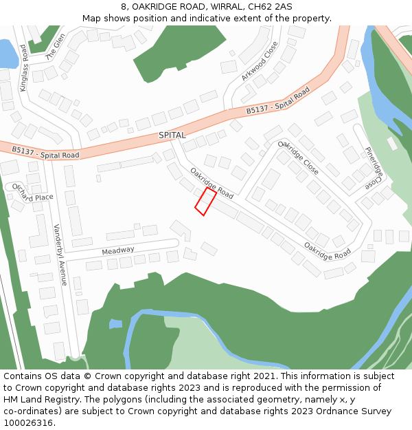 8, OAKRIDGE ROAD, WIRRAL, CH62 2AS: Location map and indicative extent of plot
