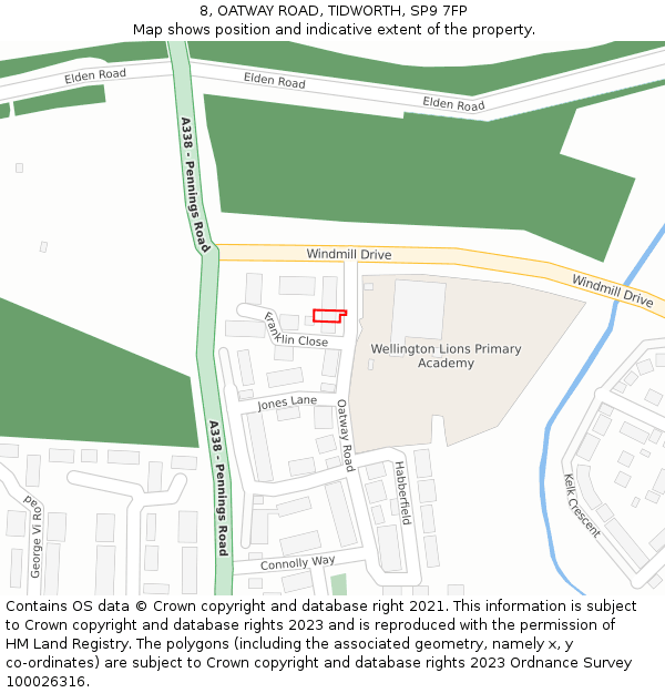 8, OATWAY ROAD, TIDWORTH, SP9 7FP: Location map and indicative extent of plot