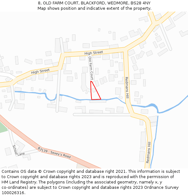 8, OLD FARM COURT, BLACKFORD, WEDMORE, BS28 4NY: Location map and indicative extent of plot