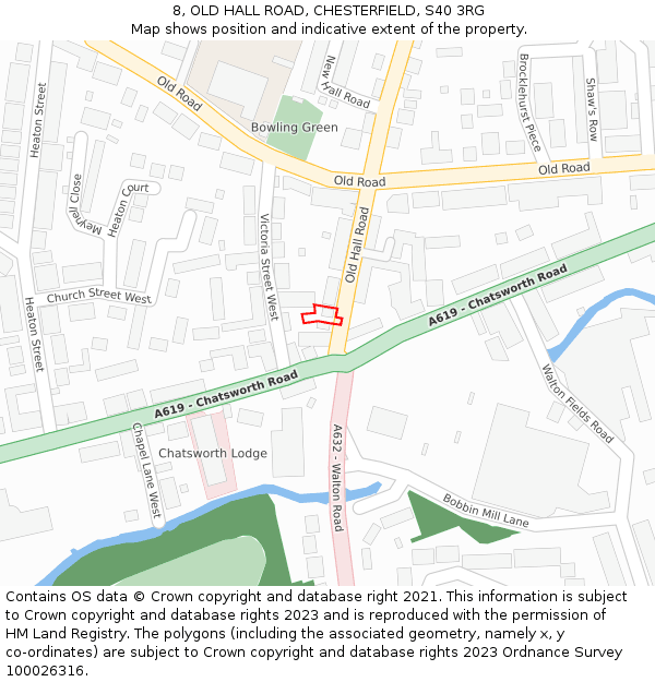8, OLD HALL ROAD, CHESTERFIELD, S40 3RG: Location map and indicative extent of plot