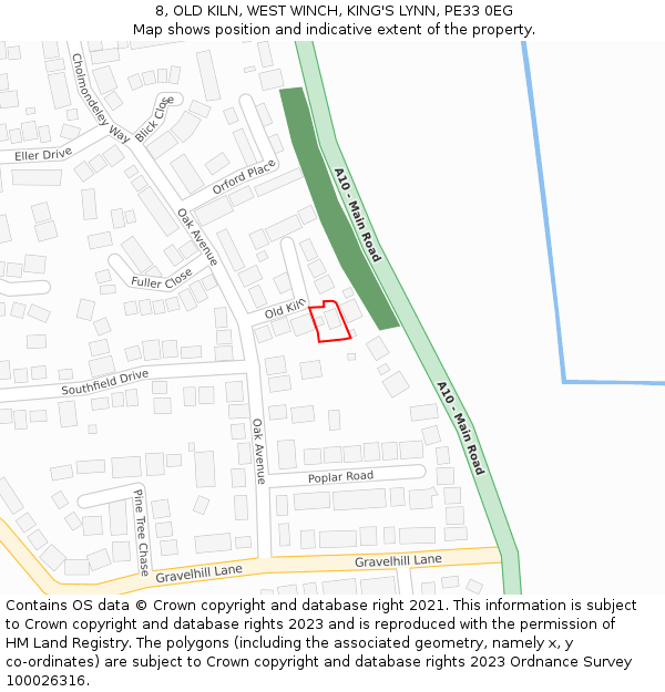 8, OLD KILN, WEST WINCH, KING'S LYNN, PE33 0EG: Location map and indicative extent of plot