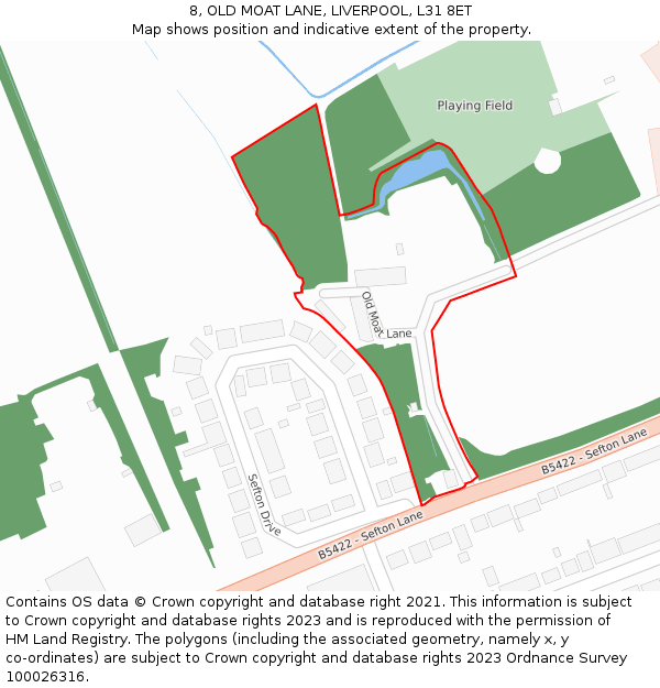 8, OLD MOAT LANE, LIVERPOOL, L31 8ET: Location map and indicative extent of plot