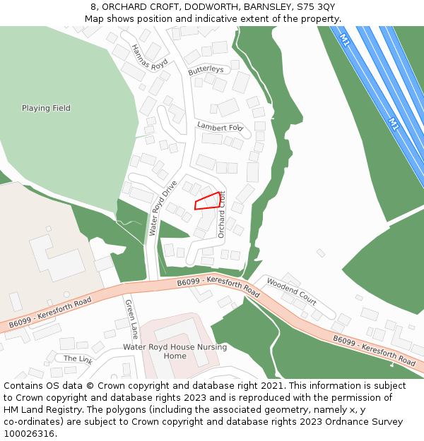 8, ORCHARD CROFT, DODWORTH, BARNSLEY, S75 3QY: Location map and indicative extent of plot