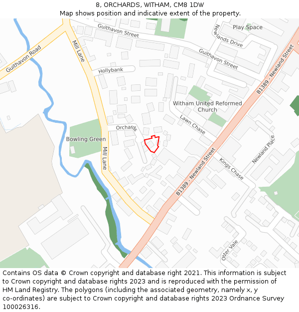 8, ORCHARDS, WITHAM, CM8 1DW: Location map and indicative extent of plot