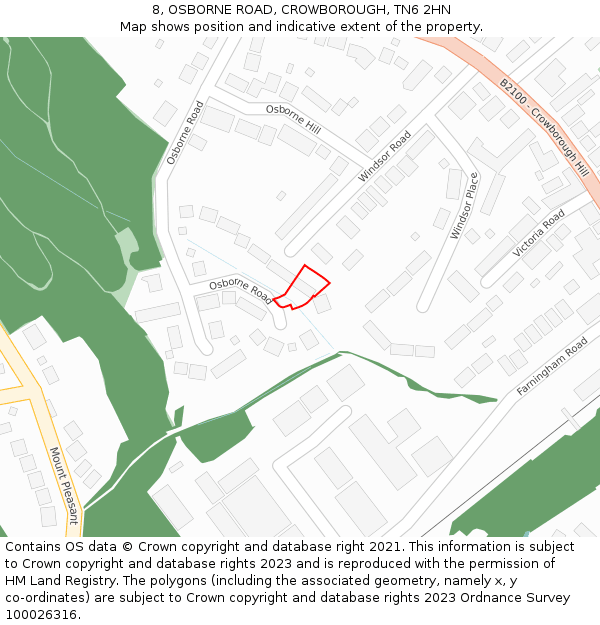 8, OSBORNE ROAD, CROWBOROUGH, TN6 2HN: Location map and indicative extent of plot
