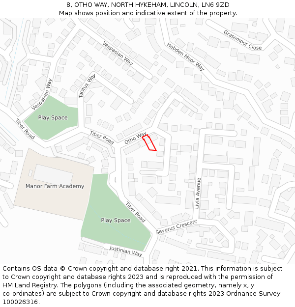 8, OTHO WAY, NORTH HYKEHAM, LINCOLN, LN6 9ZD: Location map and indicative extent of plot
