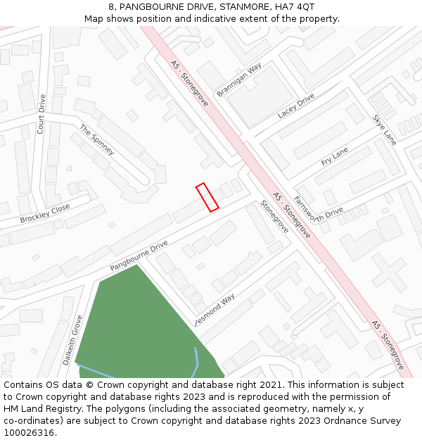 8, PANGBOURNE DRIVE, STANMORE, HA7 4QT: Location map and indicative extent of plot