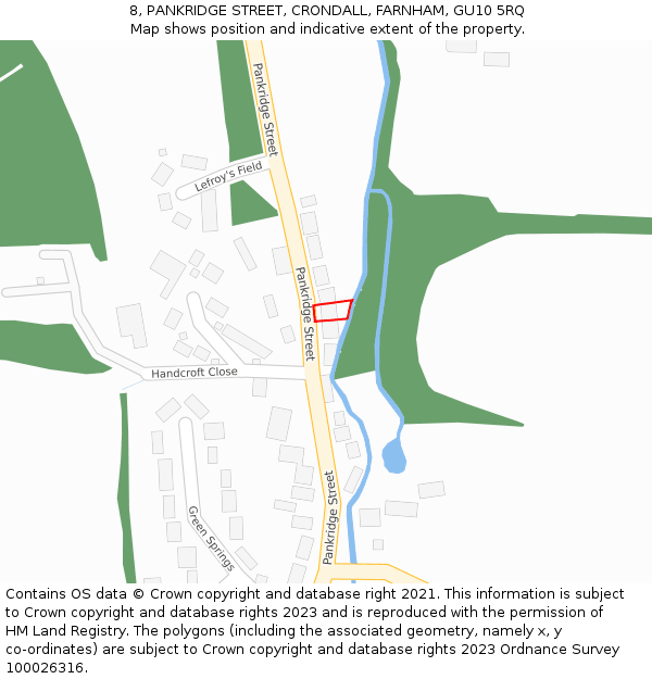 8, PANKRIDGE STREET, CRONDALL, FARNHAM, GU10 5RQ: Location map and indicative extent of plot