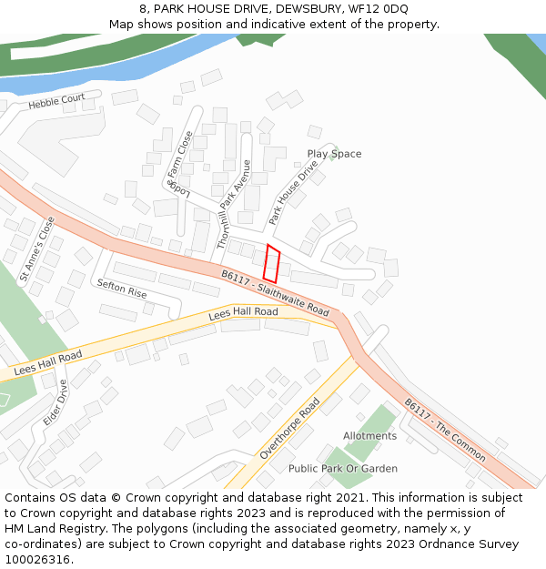 8, PARK HOUSE DRIVE, DEWSBURY, WF12 0DQ: Location map and indicative extent of plot