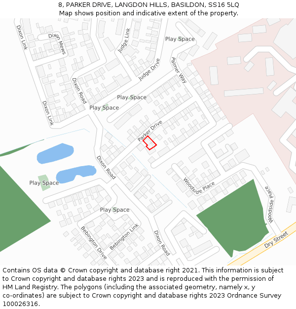 8, PARKER DRIVE, LANGDON HILLS, BASILDON, SS16 5LQ: Location map and indicative extent of plot