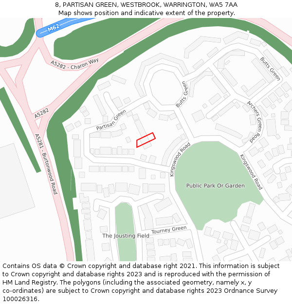 8, PARTISAN GREEN, WESTBROOK, WARRINGTON, WA5 7AA: Location map and indicative extent of plot