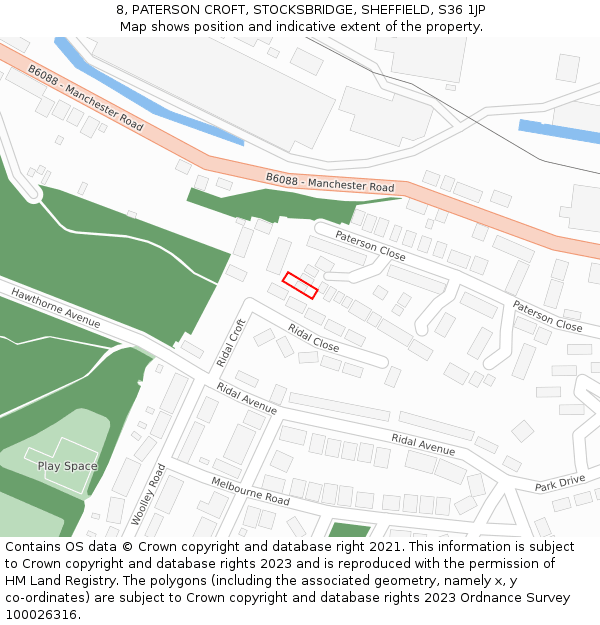 8, PATERSON CROFT, STOCKSBRIDGE, SHEFFIELD, S36 1JP: Location map and indicative extent of plot