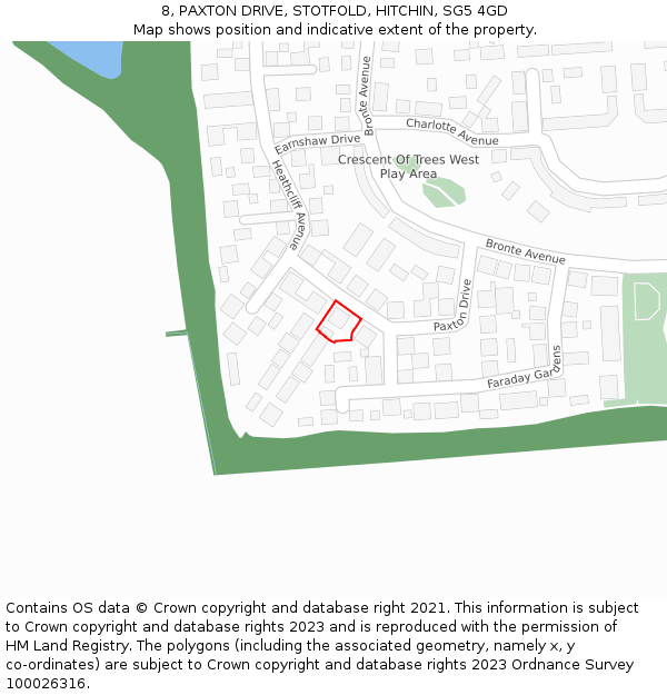 8, PAXTON DRIVE, STOTFOLD, HITCHIN, SG5 4GD: Location map and indicative extent of plot