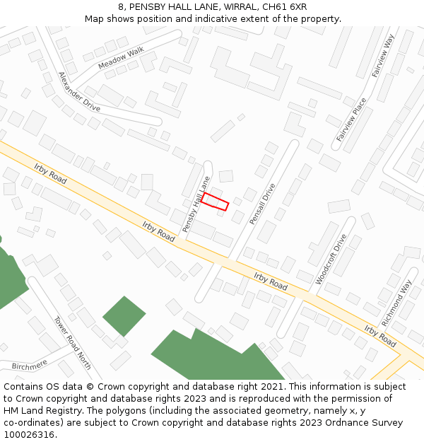 8, PENSBY HALL LANE, WIRRAL, CH61 6XR: Location map and indicative extent of plot