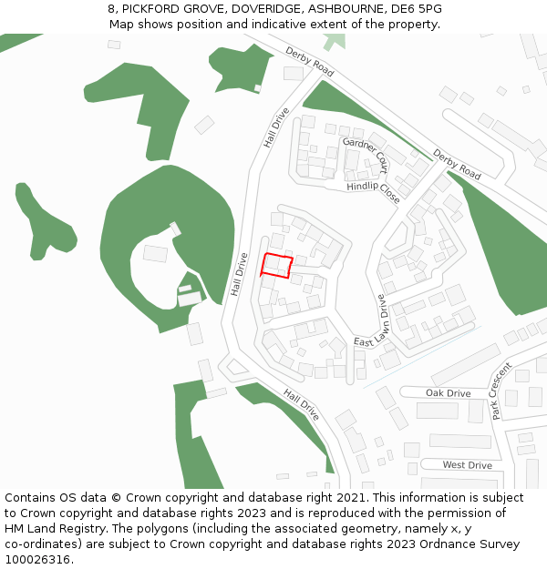 8, PICKFORD GROVE, DOVERIDGE, ASHBOURNE, DE6 5PG: Location map and indicative extent of plot