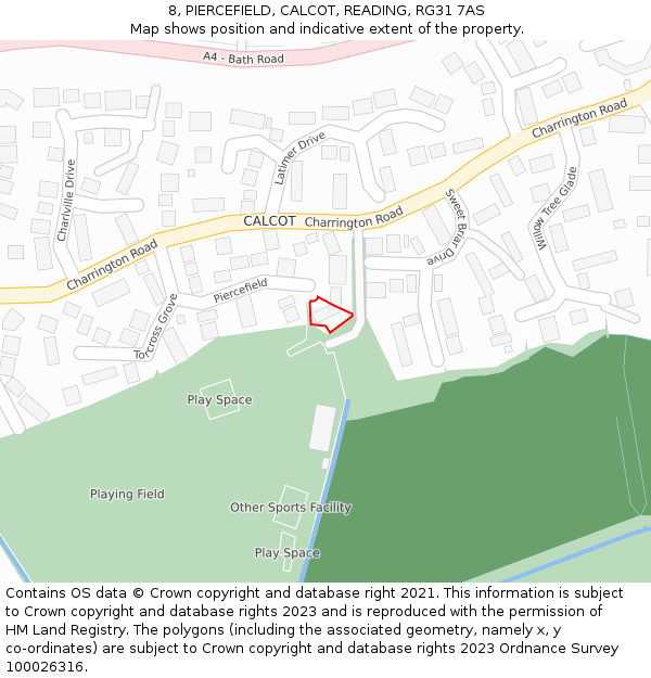 8, PIERCEFIELD, CALCOT, READING, RG31 7AS: Location map and indicative extent of plot