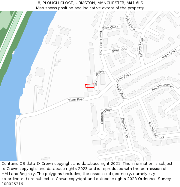 8, PLOUGH CLOSE, URMSTON, MANCHESTER, M41 6LS: Location map and indicative extent of plot