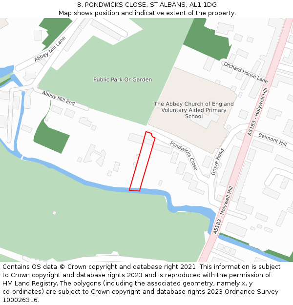 8, PONDWICKS CLOSE, ST ALBANS, AL1 1DG: Location map and indicative extent of plot