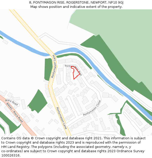 8, PONTYMASON RISE, ROGERSTONE, NEWPORT, NP10 9GJ: Location map and indicative extent of plot