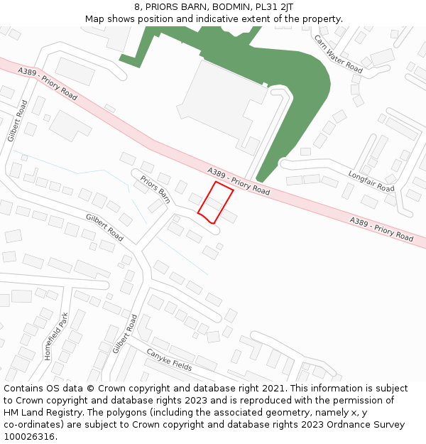 8, PRIORS BARN, BODMIN, PL31 2JT: Location map and indicative extent of plot