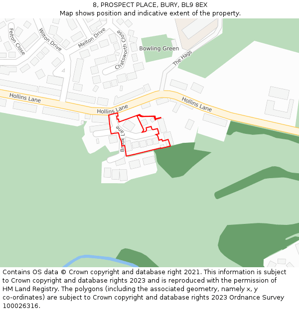 8, PROSPECT PLACE, BURY, BL9 8EX: Location map and indicative extent of plot