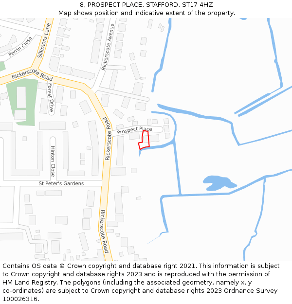 8, PROSPECT PLACE, STAFFORD, ST17 4HZ: Location map and indicative extent of plot