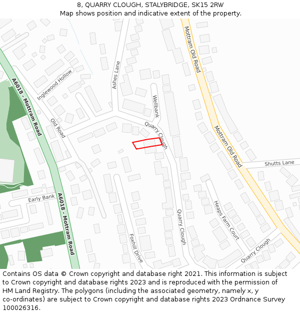 8, QUARRY CLOUGH, STALYBRIDGE, SK15 2RW: Location map and indicative extent of plot
