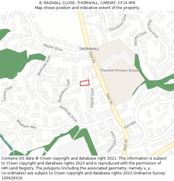 8, RAGNALL CLOSE, THORNHILL, CARDIFF, CF14 9FR: Location map and indicative extent of plot