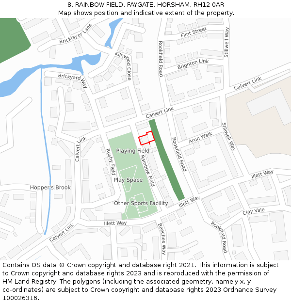 8, RAINBOW FIELD, FAYGATE, HORSHAM, RH12 0AR: Location map and indicative extent of plot