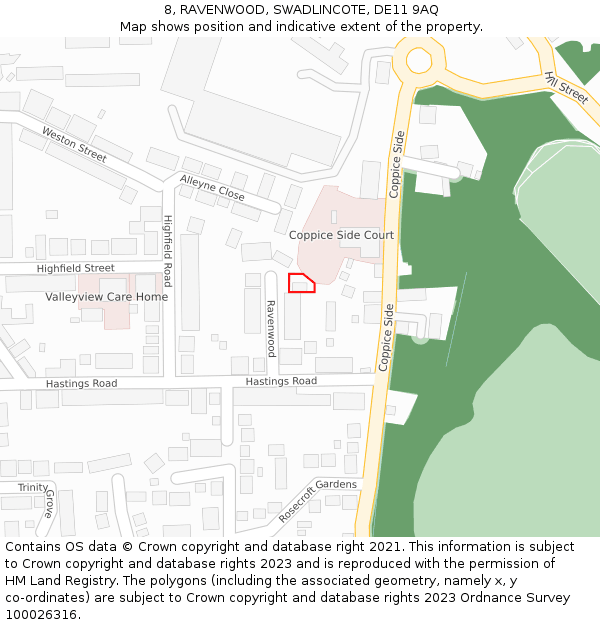 8, RAVENWOOD, SWADLINCOTE, DE11 9AQ: Location map and indicative extent of plot
