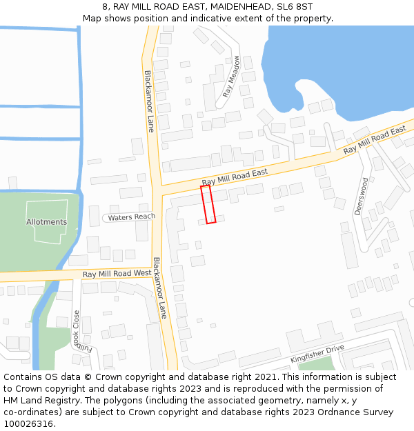 8, RAY MILL ROAD EAST, MAIDENHEAD, SL6 8ST: Location map and indicative extent of plot