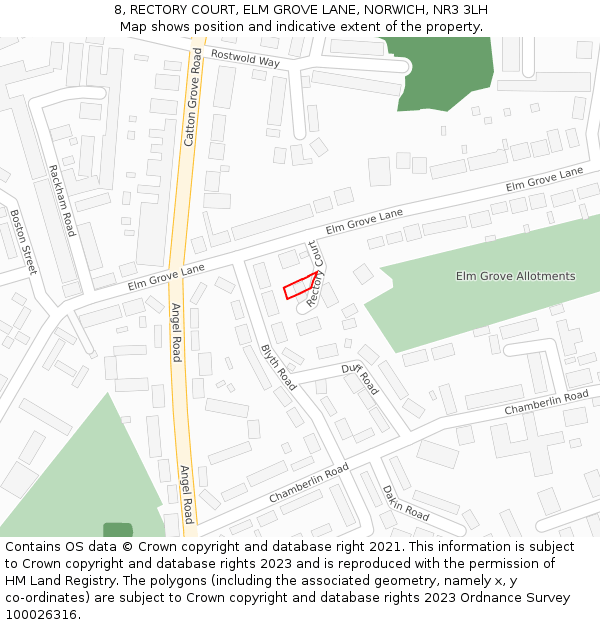 8, RECTORY COURT, ELM GROVE LANE, NORWICH, NR3 3LH: Location map and indicative extent of plot