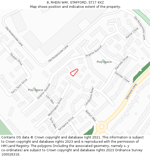 8, RHEIN WAY, STAFFORD, ST17 4XZ: Location map and indicative extent of plot