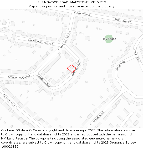 8, RINGWOOD ROAD, MAIDSTONE, ME15 7EG: Location map and indicative extent of plot
