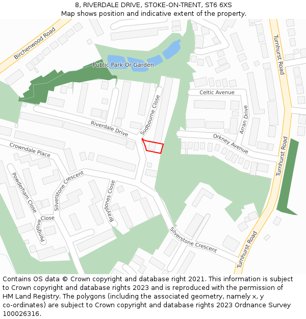 8, RIVERDALE DRIVE, STOKE-ON-TRENT, ST6 6XS: Location map and indicative extent of plot