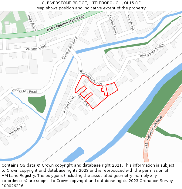 8, RIVERSTONE BRIDGE, LITTLEBOROUGH, OL15 8JF: Location map and indicative extent of plot