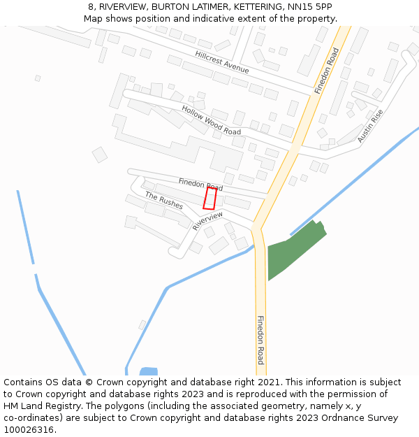 8, RIVERVIEW, BURTON LATIMER, KETTERING, NN15 5PP: Location map and indicative extent of plot