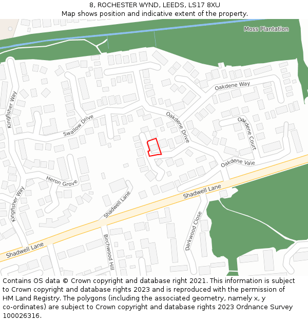 8, ROCHESTER WYND, LEEDS, LS17 8XU: Location map and indicative extent of plot