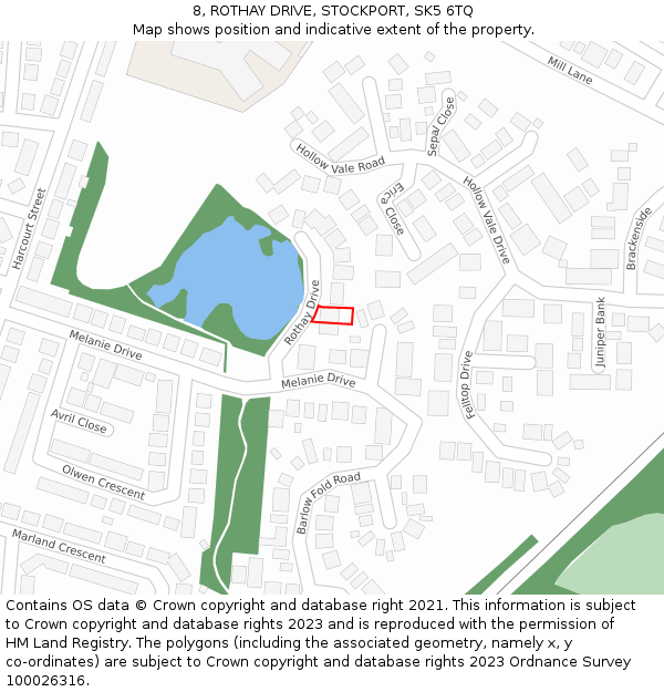 8, ROTHAY DRIVE, STOCKPORT, SK5 6TQ: Location map and indicative extent of plot