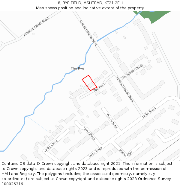8, RYE FIELD, ASHTEAD, KT21 2EH: Location map and indicative extent of plot