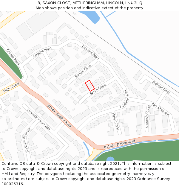 8, SAXON CLOSE, METHERINGHAM, LINCOLN, LN4 3HQ: Location map and indicative extent of plot