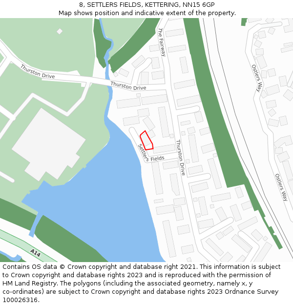 8, SETTLERS FIELDS, KETTERING, NN15 6GP: Location map and indicative extent of plot