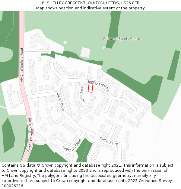 8, SHELLEY CRESCENT, OULTON, LEEDS, LS26 8ER: Location map and indicative extent of plot