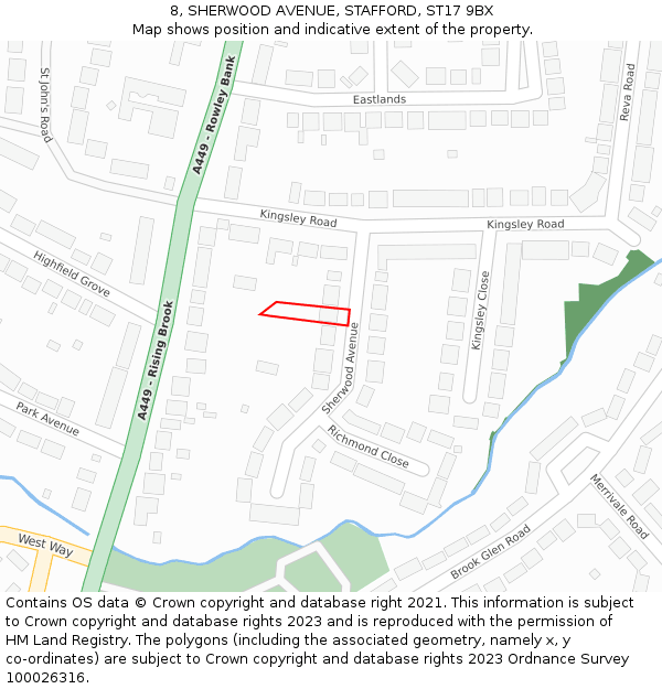 8, SHERWOOD AVENUE, STAFFORD, ST17 9BX: Location map and indicative extent of plot