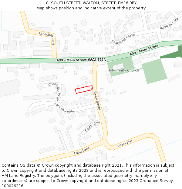 8, SOUTH STREET, WALTON, STREET, BA16 9RY: Location map and indicative extent of plot