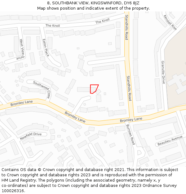 8, SOUTHBANK VIEW, KINGSWINFORD, DY6 8JZ: Location map and indicative extent of plot