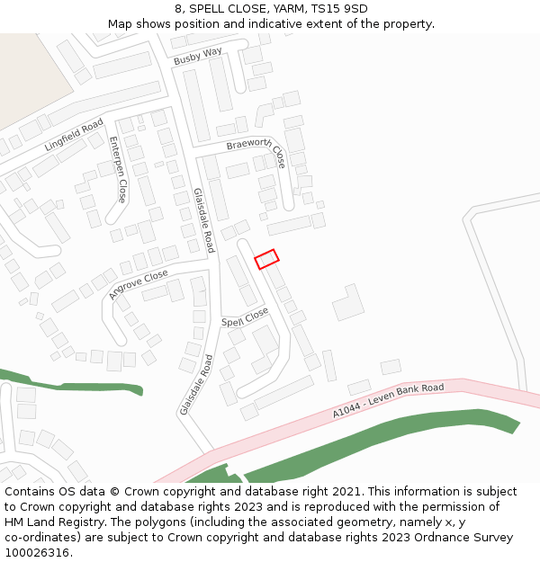 8, SPELL CLOSE, YARM, TS15 9SD: Location map and indicative extent of plot