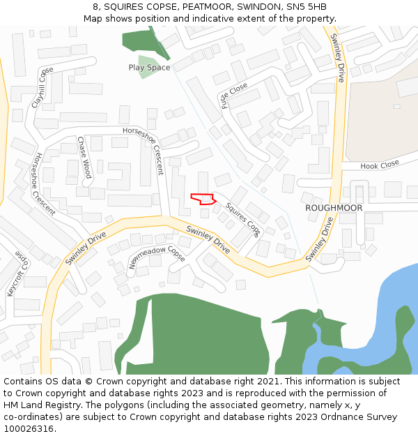 8, SQUIRES COPSE, PEATMOOR, SWINDON, SN5 5HB: Location map and indicative extent of plot