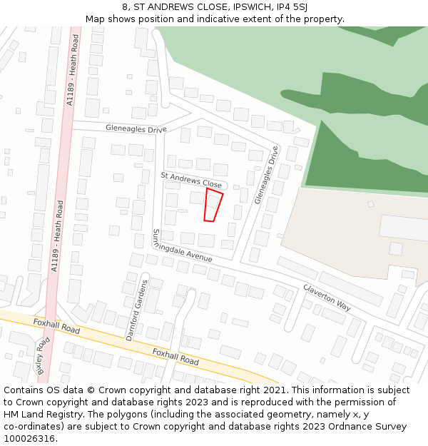 8, ST ANDREWS CLOSE, IPSWICH, IP4 5SJ: Location map and indicative extent of plot