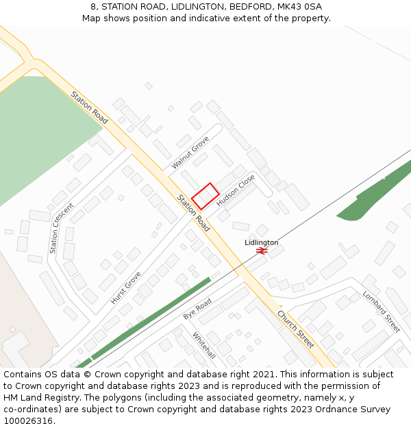8, STATION ROAD, LIDLINGTON, BEDFORD, MK43 0SA: Location map and indicative extent of plot